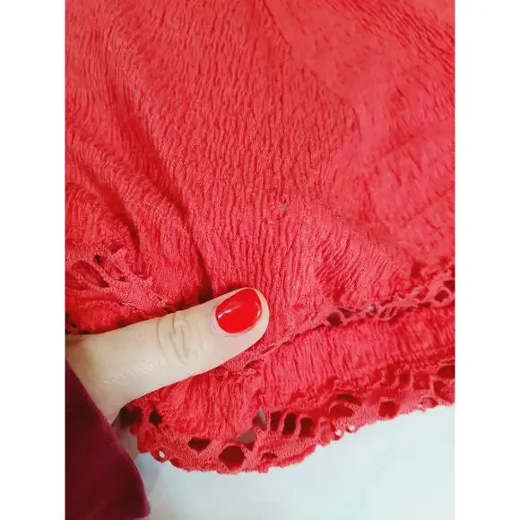 Free People Womens Small Red To The Point Lace Accent‎ Dress Party Festival Mini - Picture 14 of 16